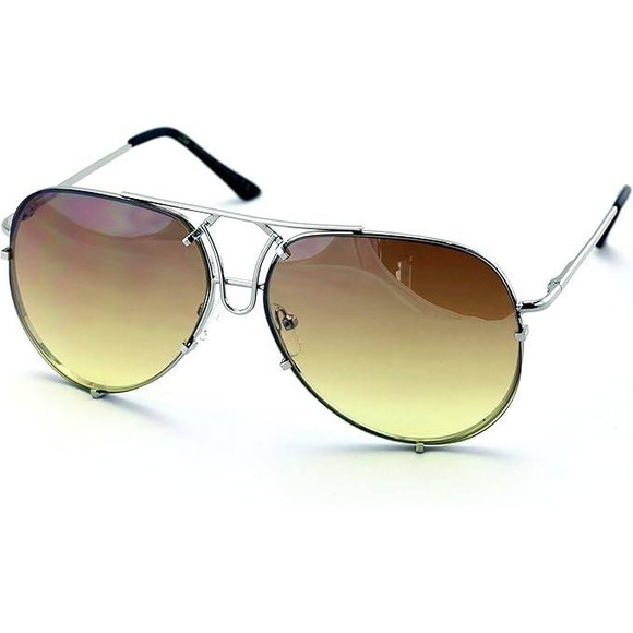 Sunglasses Gold Brown Ombre Lens Fashion‎ Pilot Sun Glasses Trendy Circle Shades - Picture 1 of 3